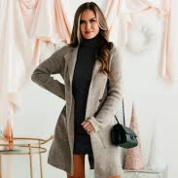 Love Tree Mal Notched Lapel Open Front Cardigan Size Small - Picture 1 of 6